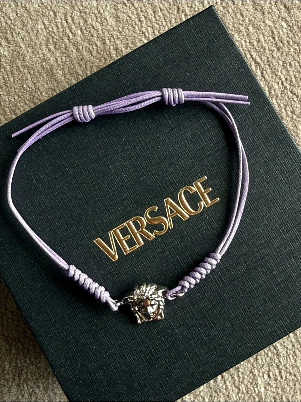 Versace Women’s Lavender Cord Bracelet with Signature Medallion
